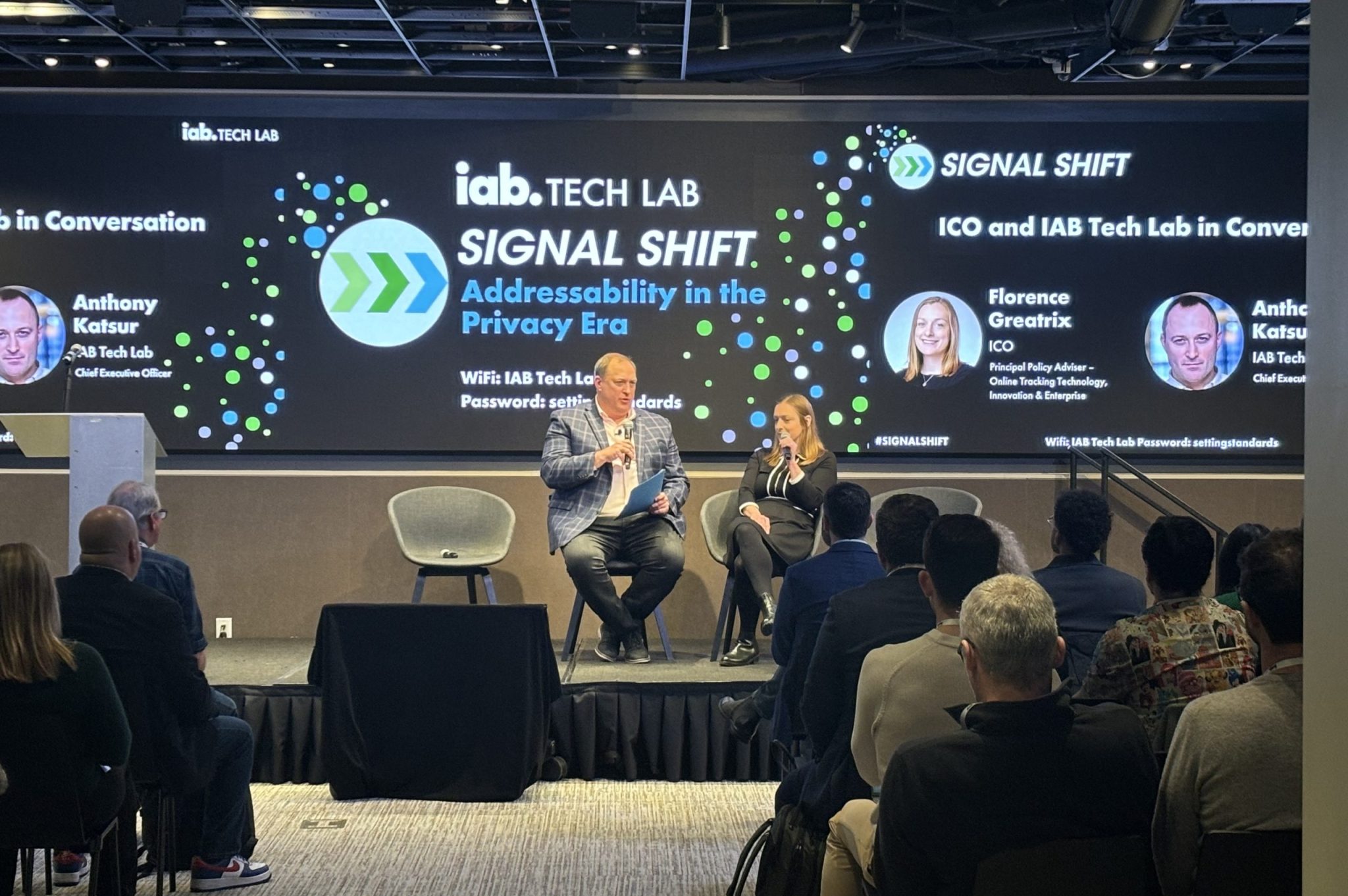 IAB Tech Lab CEO Anthony Katsur in conversation with Florence Greatrix from the ICO at Signal Shift